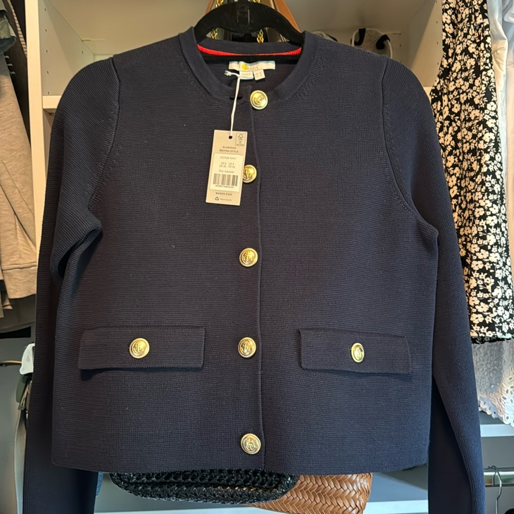 Boden Navy sweater jacket. Size 2. NWT